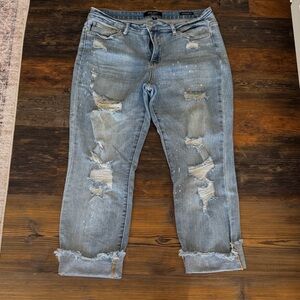 Distressed Blue Jeans